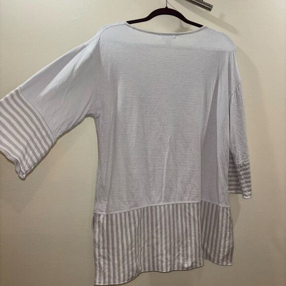 Iridium 100% Pima Cotton Striped Lagenlook Oversized Shirt – Size XS - Picture 6 of 10